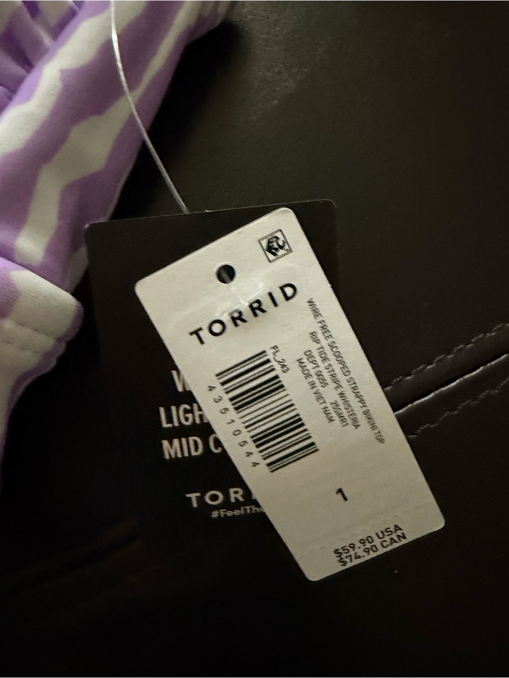 NWT Torrid rip tide stripe whisteria 2 pc bathing suit. Size 1 = 14/16 (1X) - Picture 4 of 11